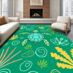 Sea Turtle Aquatic Garden Pattern Rug