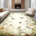 Whimsical Garden Bee Floral Vine Pattern Rug