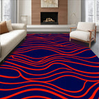 Bold Red Wave Patterned Design Rug