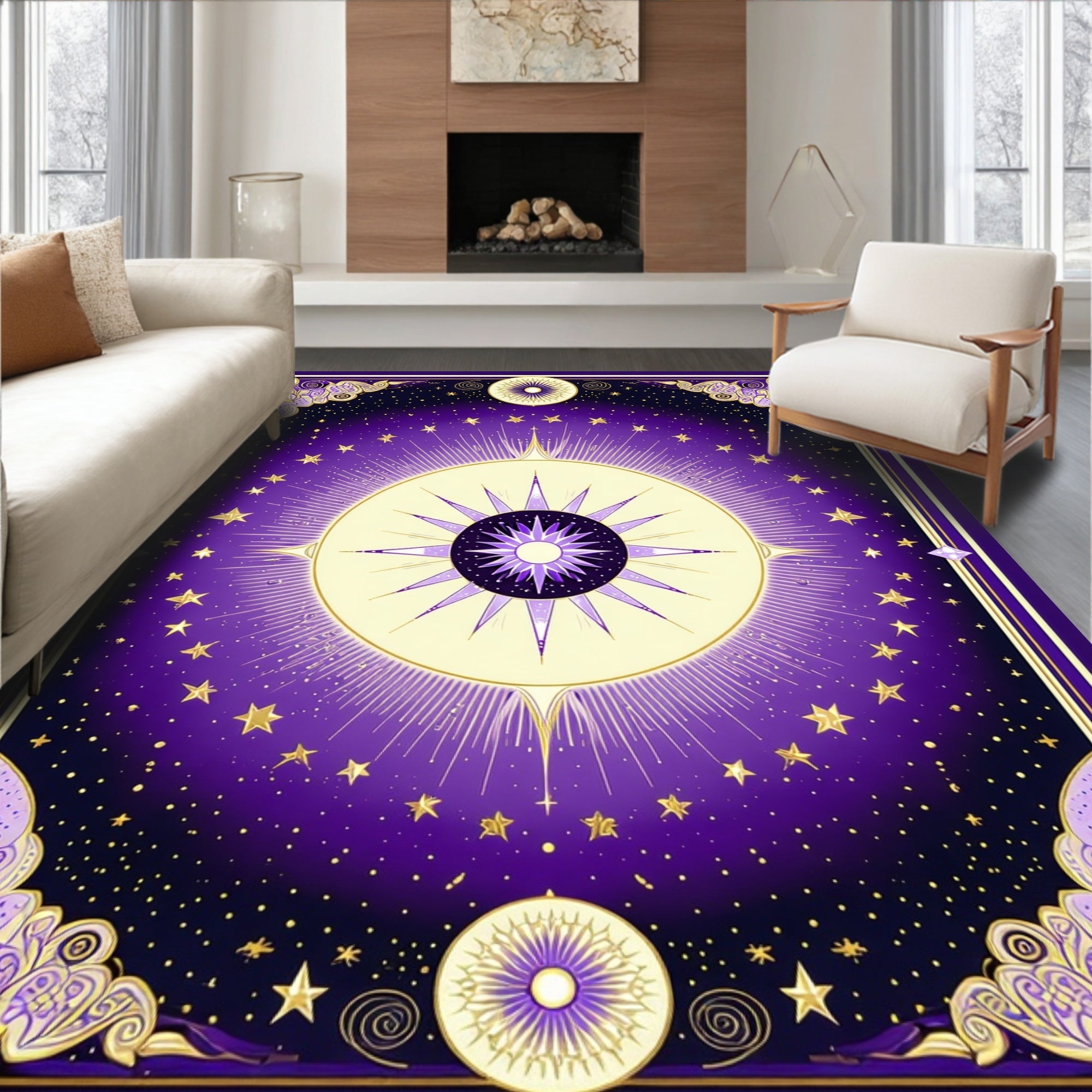Celestial Sunburst Cosmic Design Rug