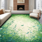 Enchanted Forest Lush Greenery Birds Rug