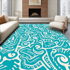 Turquoise Abstract Organic Shapes Rug
