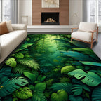 Lush Jungle Leaf Tropical Design Rug