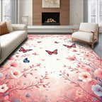 Whimsical Butterflies and Floral Patterns Rug