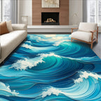 Ocean Waves Pattern Design Rug