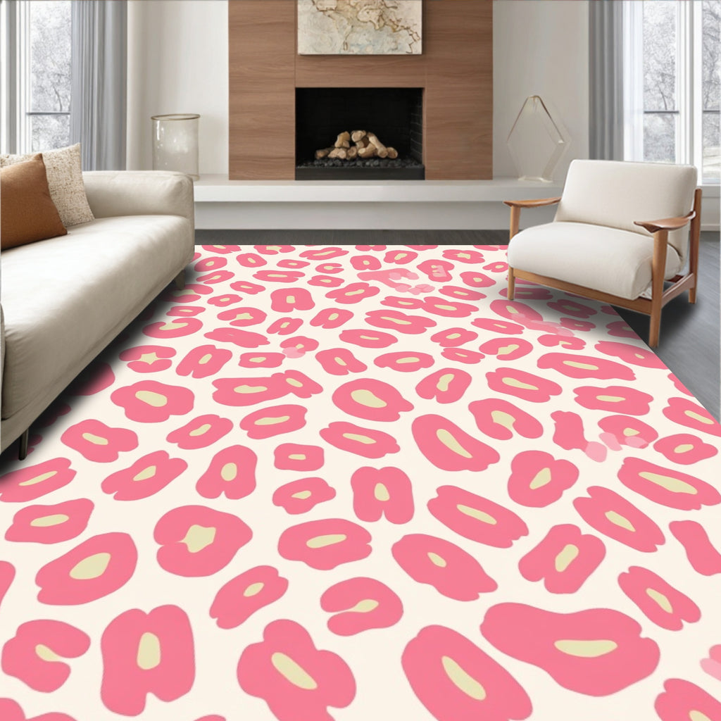 Pink Leopard Print Pattern Rug