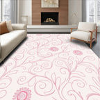 Pink Swirls Floral Pattern Rug