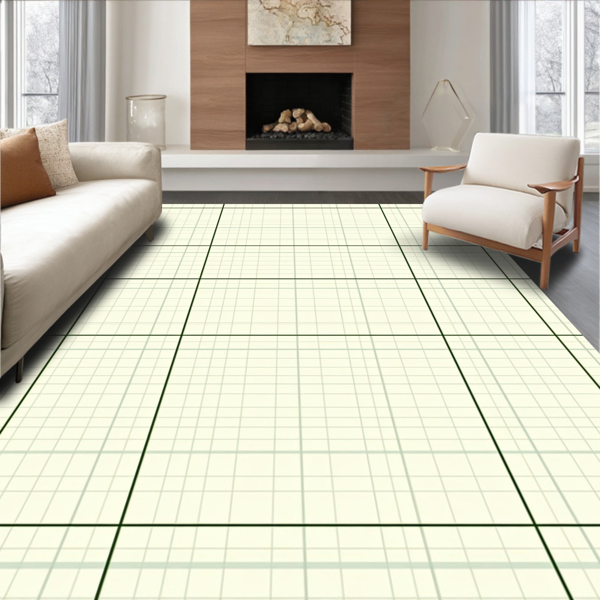 Subtle Grid Modern Geometric Rug