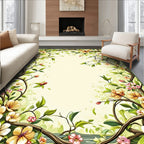 Whimsical Floral Vines and Leaves Rug