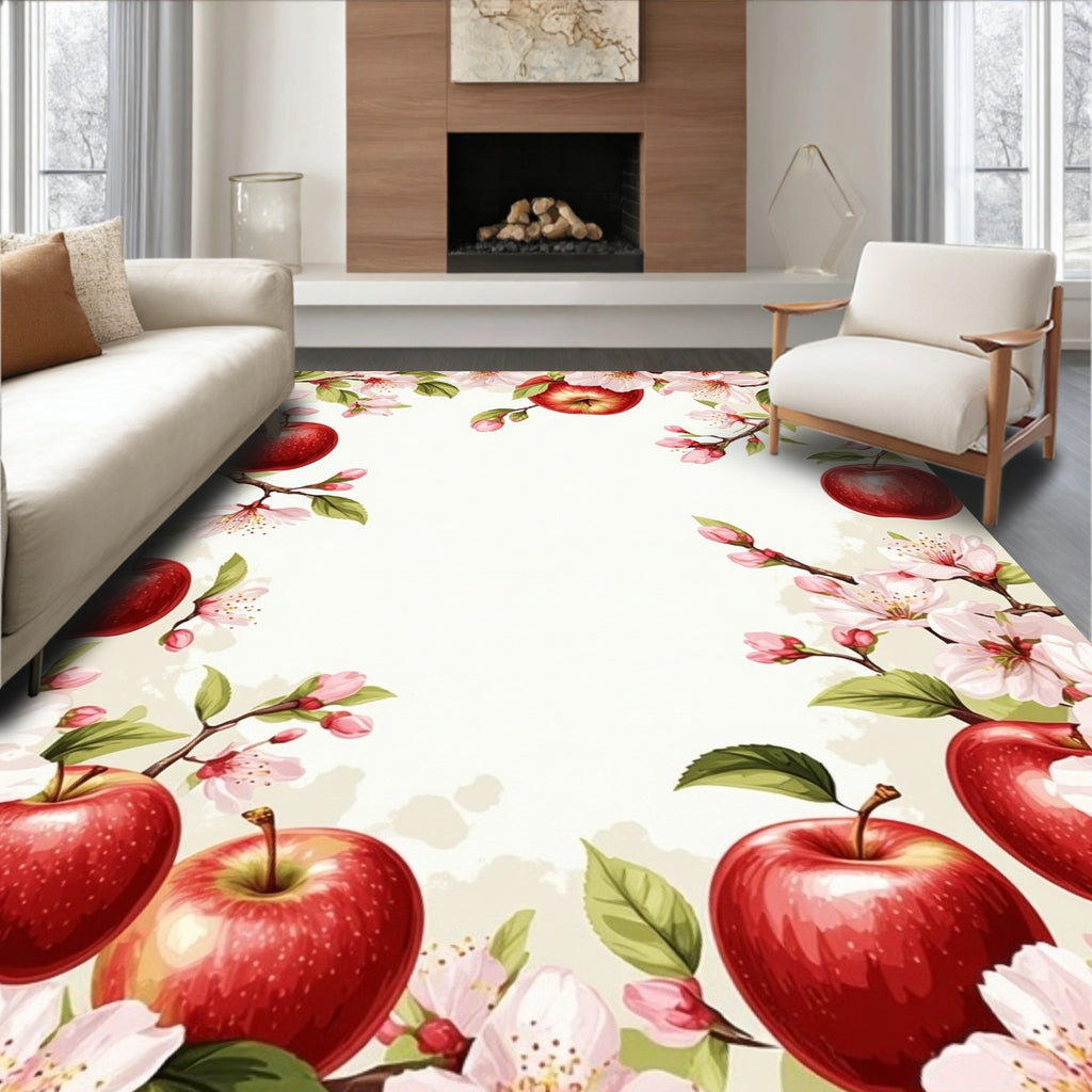 Apple Blossom Branch Pattern Rug