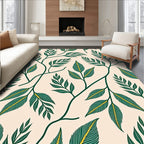 Deep Green Leafy Vine Pattern Rug