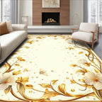 Elegant Floral Butterfly Gold Border Rug