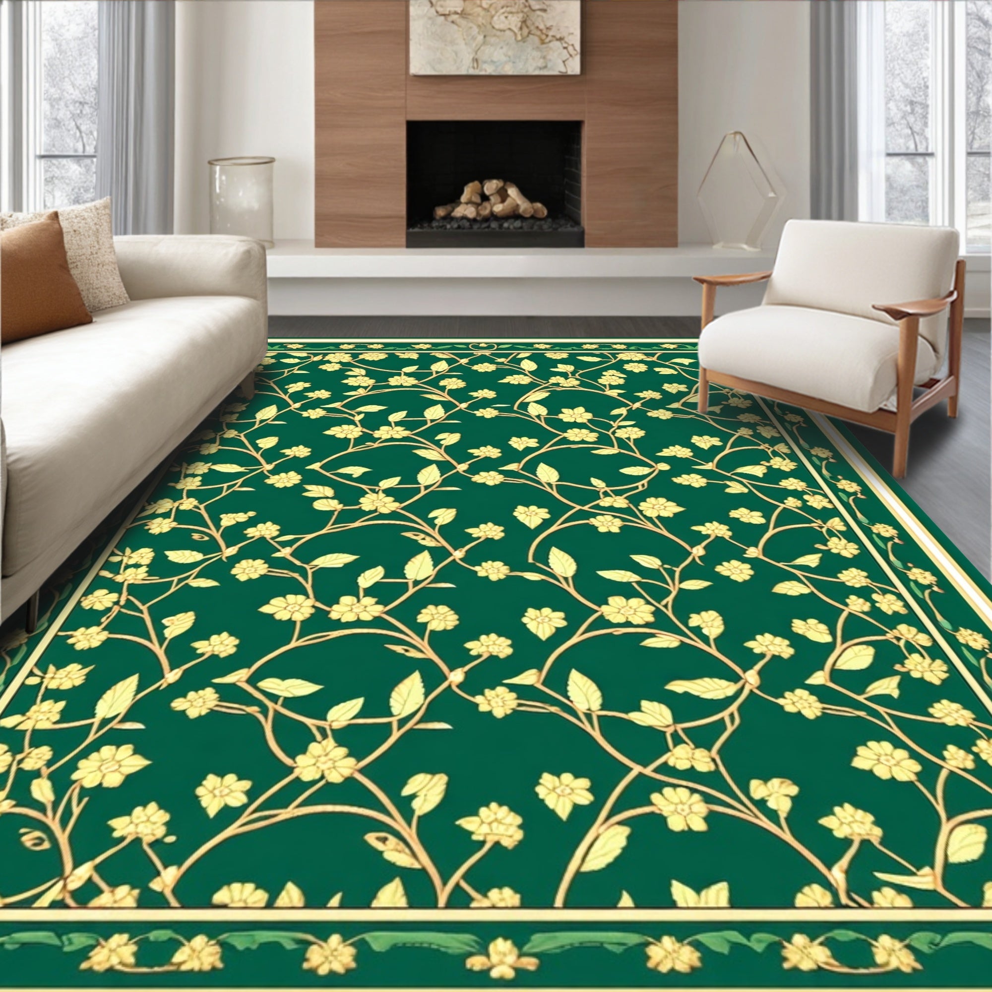 Ornate Botanical Lattice Design Rug
