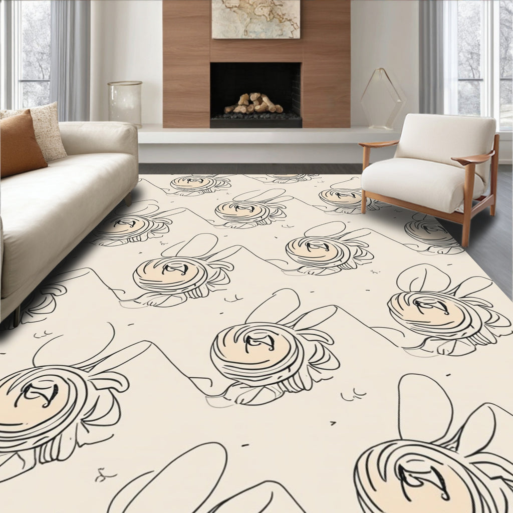 Whimsical Bunny Zigzag Pattern Design Rug