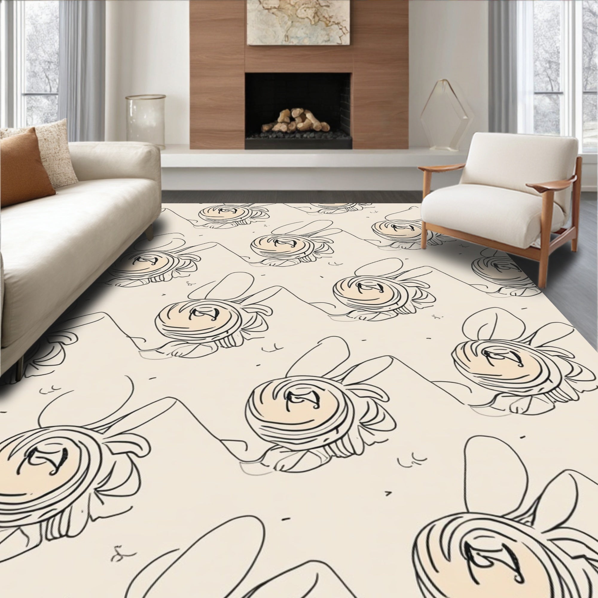 Whimsical Bunny Zigzag Pattern Design Rug
