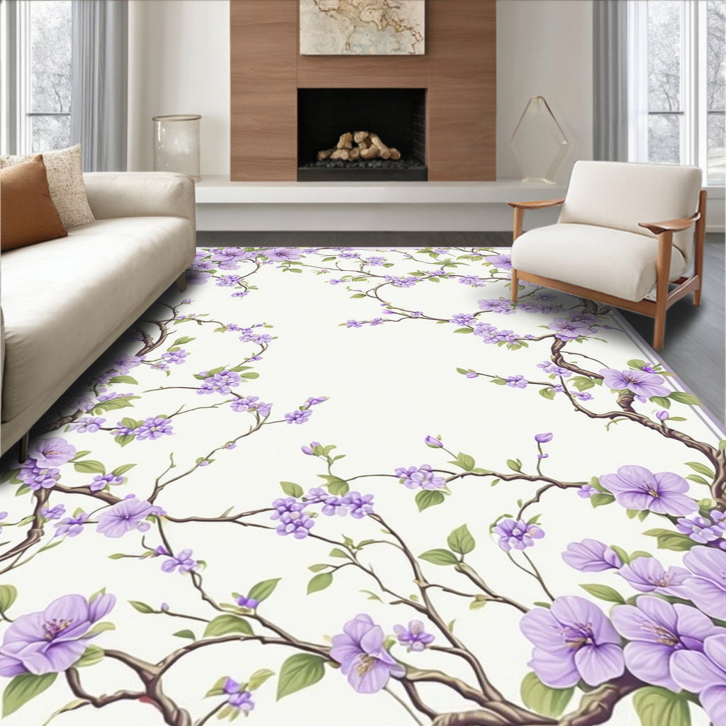 Delicate Lilac Blossom Branches Rug
