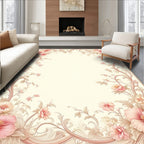 Delicate Pink Floral Scroll Design Rug