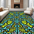 Abstract Lime Green Teal Pattern Rug