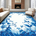 Blue Floral Vines Patterned Rug