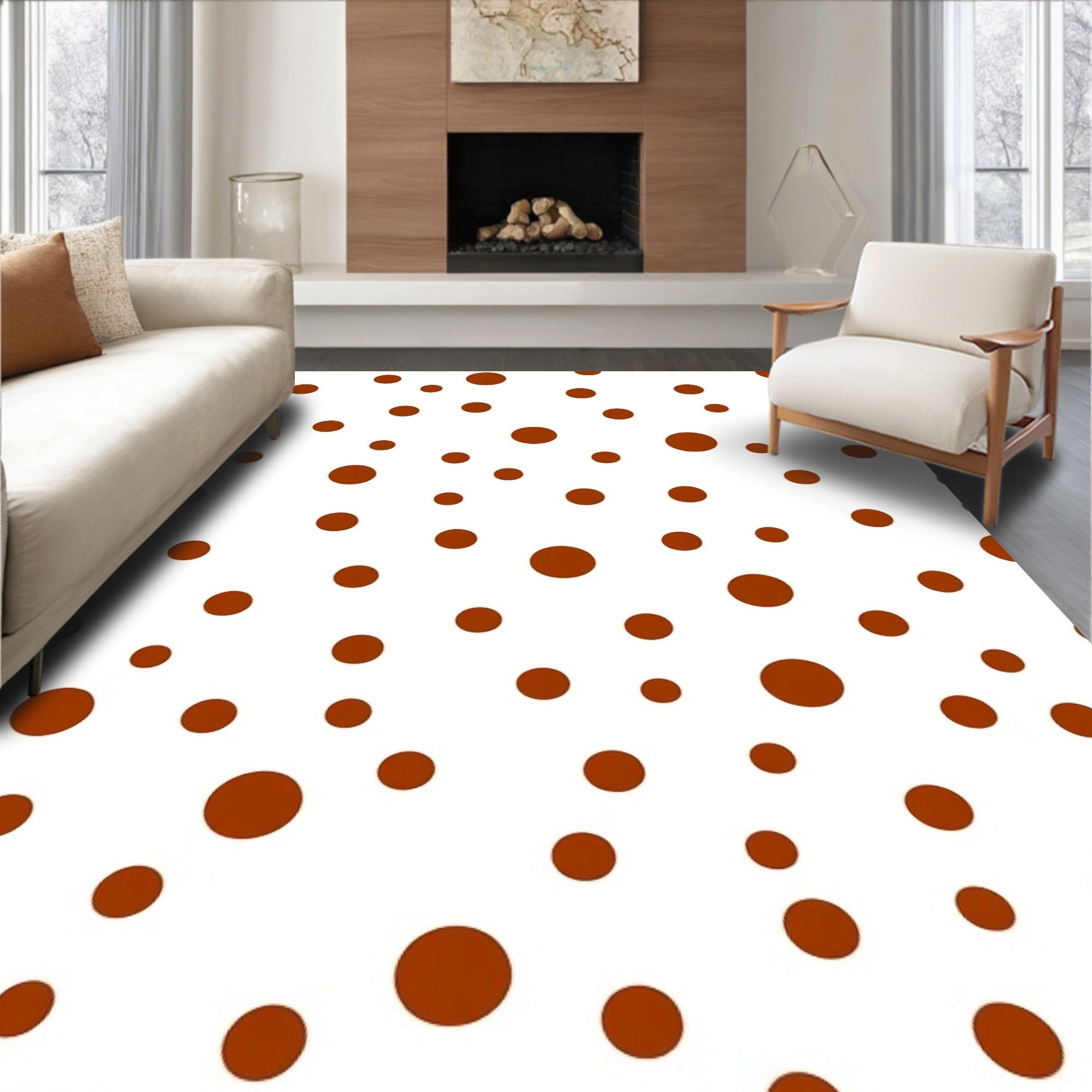 Brown Dots Fun Pattern Rug