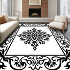 Intricate Floral Scrollwork Frame Design Rug