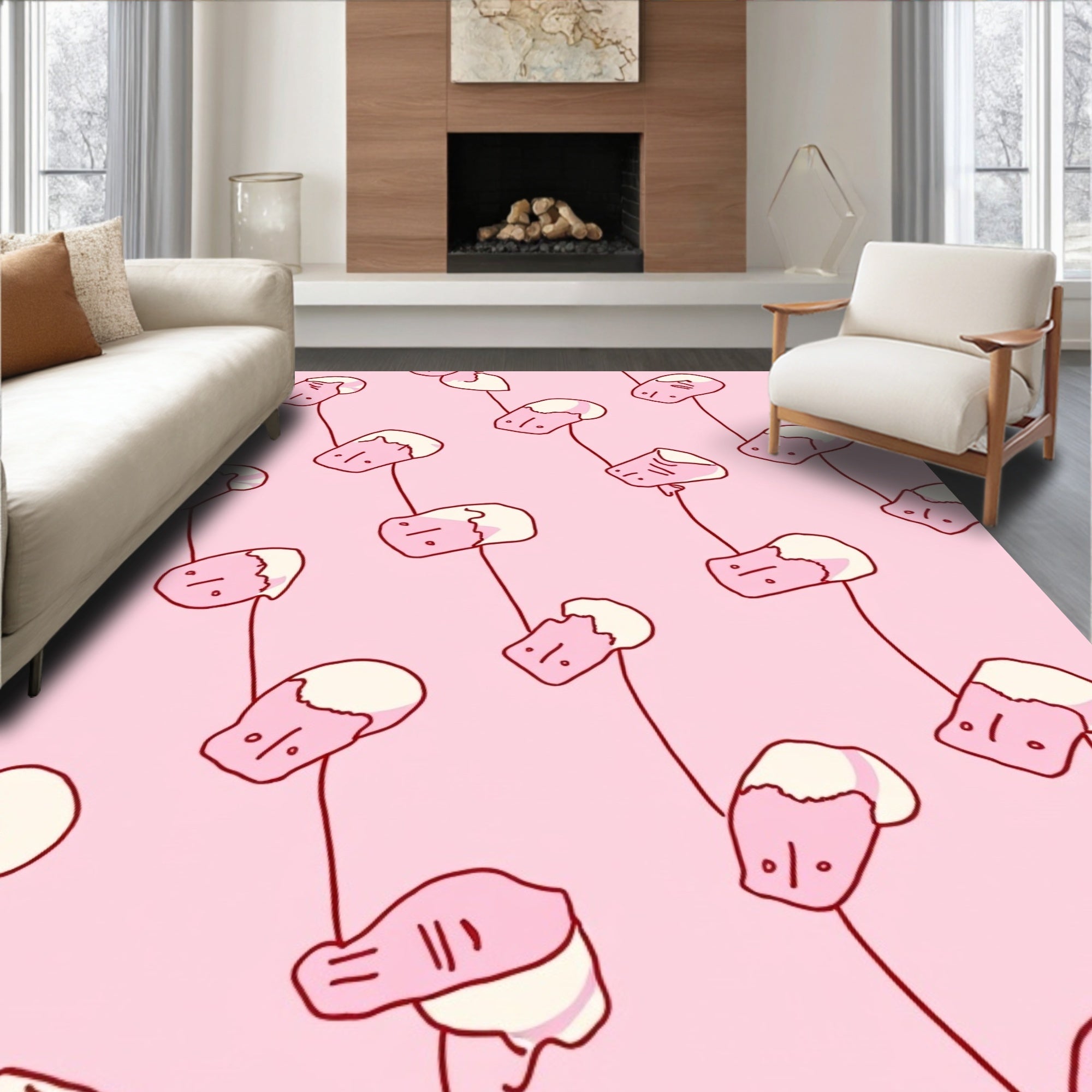 Cute Pink Marshmallow Pattern Rug