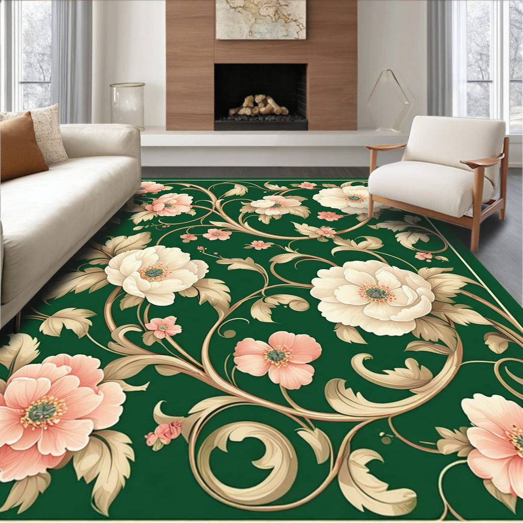 Elegant Floral Swirl Pattern Rug