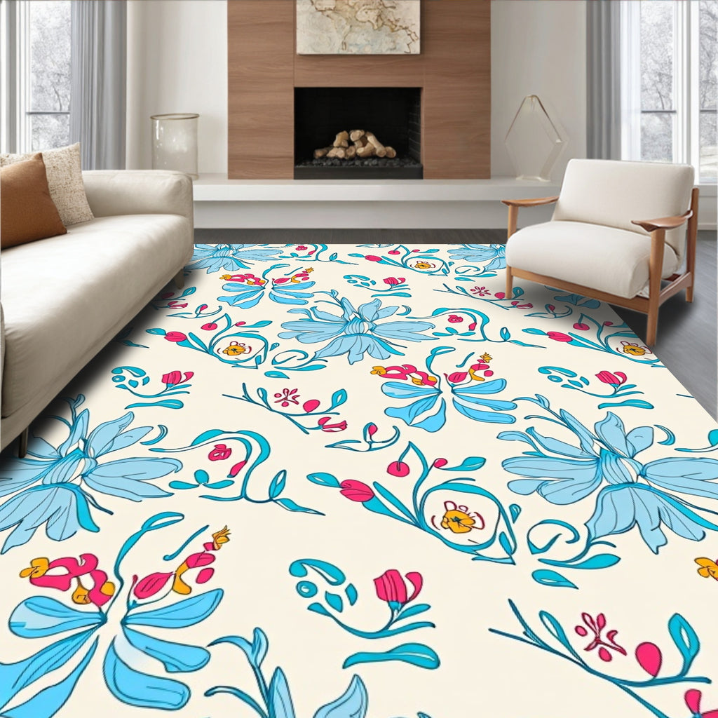 Whimsical Floral Vines Pattern Rug