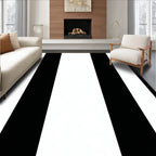 Bold Black White Stripe Design Rug