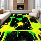Neon Splatter Drip Abstract Rug