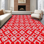 Crimson White Interlocking Geometric Medallion Rug