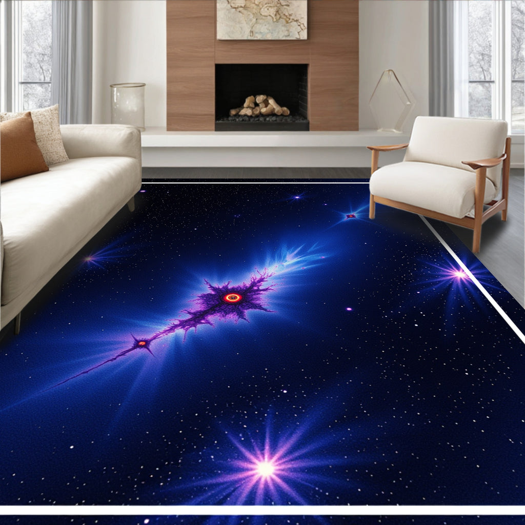 Cosmic Nebula Blue Star Burst Rug