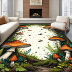 Enchanted Forest Mushroom Butterfly Pattern Rug