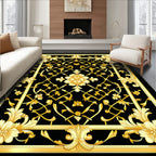 Elaborate Golden Floral Lattice Pattern Rug