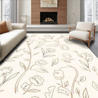 Delicate Floral Line Drawings Rug