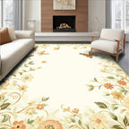 Cream Butterfly Garden Floral Vines Rug