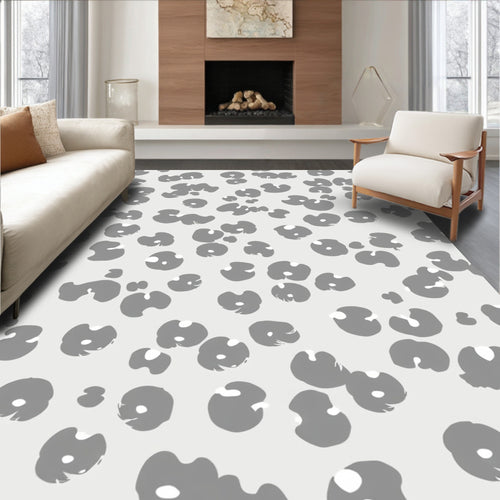 Abstract Grey Spots Pattern Rug