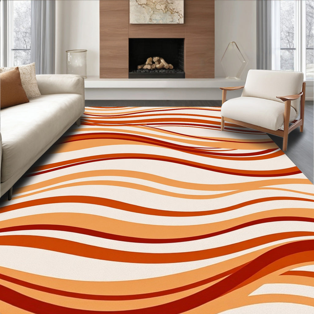Autumn Sunset Wavy Stripe Rug