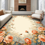 Vintage Rose Garden Floral Design Rug
