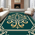 Elegant Cream Golden Floral Vines Rug
