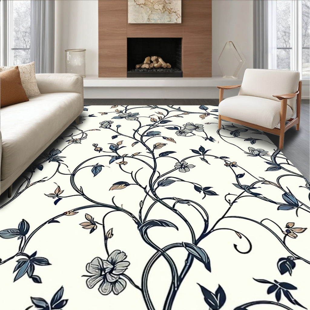 Vine Floral Patterned Design Rug