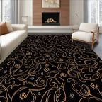 Dark Orange Outline Abstract Floral Patterns Rug