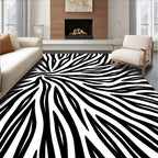 Black White Dynamic Stripe Pattern Rug