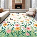 Whimsical Birds And Flowers Folklore Design Rug