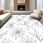 Outline Floral Botanical Pattern Rug