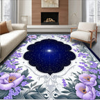 Elegant Starry Night Floral Frame Rug