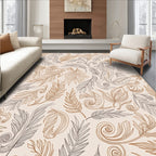 Feather Swirls Patterned Natural Design Rug