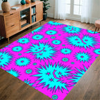 Bright Teal Pink Starburst Pattern Rug