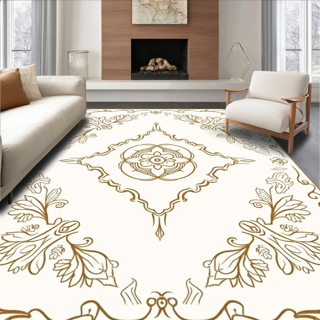 Classic Floral Scrollwork Decorative Design Rug