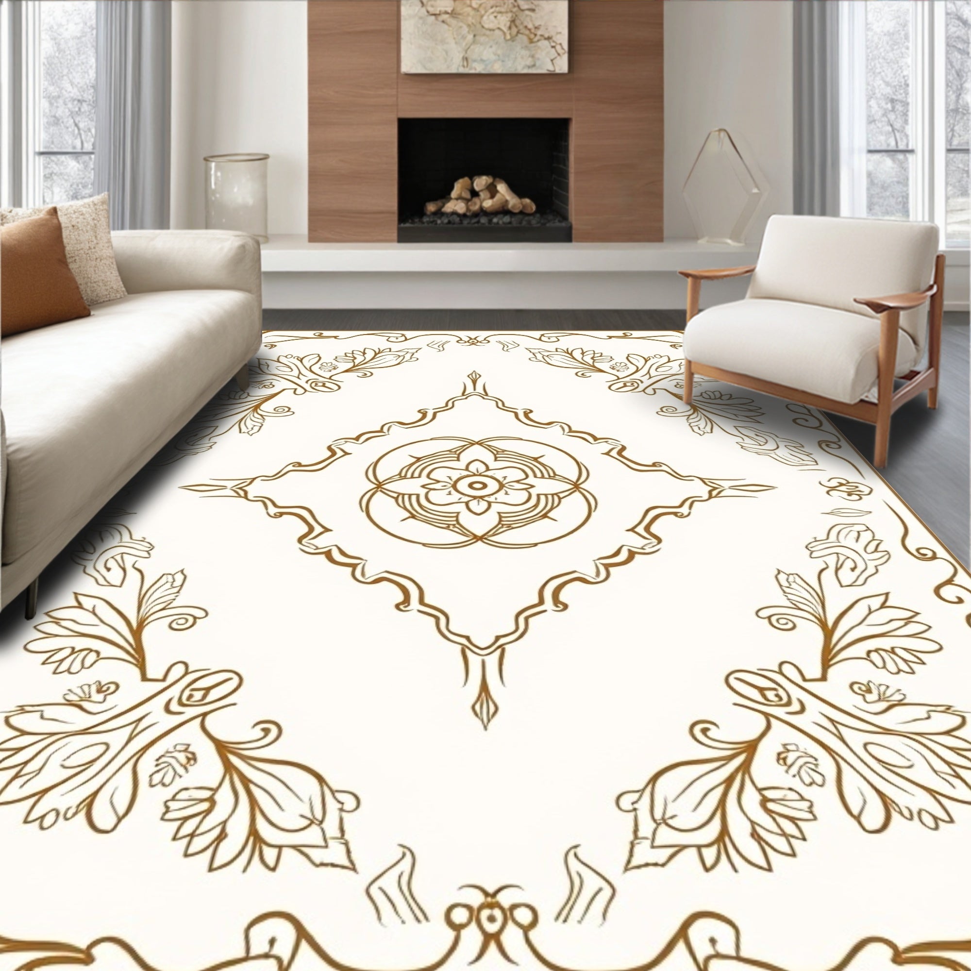 Classic Floral Scrollwork Decorative Design Rug
